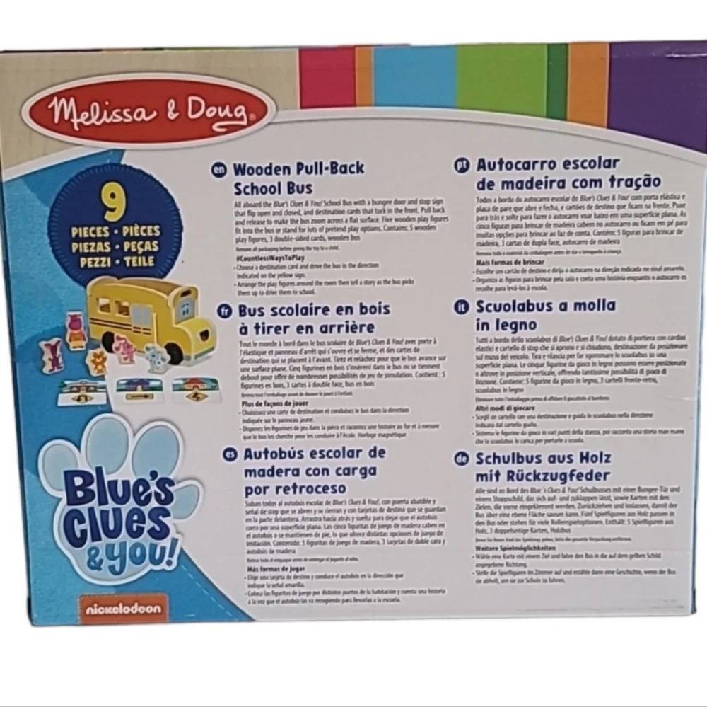 Melissa Dough Blues Clues Wooden Yellow School Bus Kids Toy